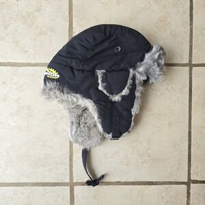 Yukon Tracks Trapper Hat M Black Genuine Rabbit Fur Lined Ear Flap Winter Snow